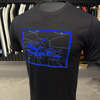 Süet Baskılı T-shirt (26108-Siyah)