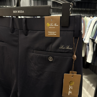 İthal Lora Piana Kırışmayan Kumaş Jogger Pantolon (0110-Lacivert)