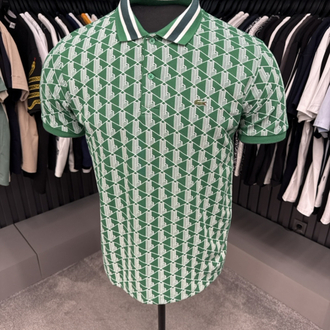 Monogram Desenli  Detaylı Polo Yaka(10002-Yeşil)