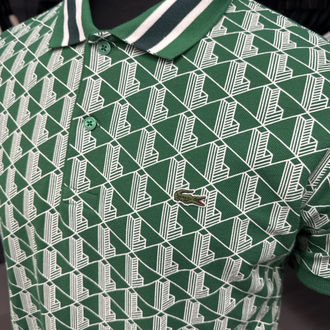 Monogram Desenli  Detaylı Polo Yaka(10002-Yeşil)