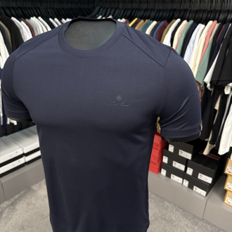 İthal Lora Piana  T-shirt Kırışmayan Kumaş (7213-Lacivert)
