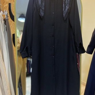 Siyah keten tunik