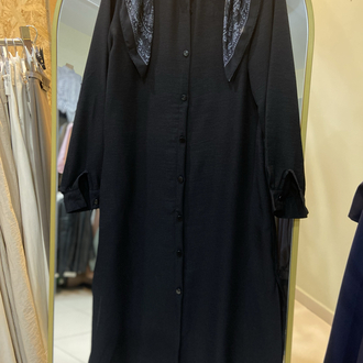 Siyah keten tunik