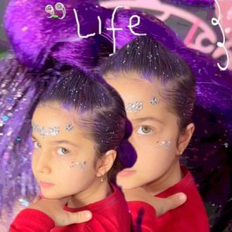 kpop huntrix rumi baskılı tişört + rumi mor simli saç + saç tozu + yüz taşı seti