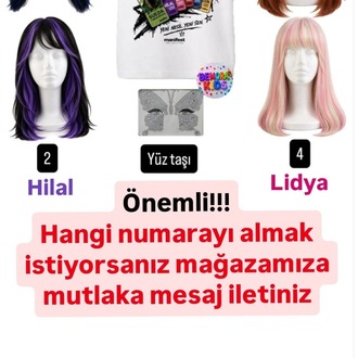 manifest baskılı tişört + manifest peruk saç + yüz taşı 3 lü set