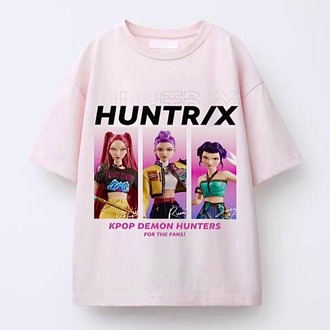 kpop huntrix baskılı tişört + mor balon etek + rumi mor simli saç +saç tozu + yüz taşı seti
