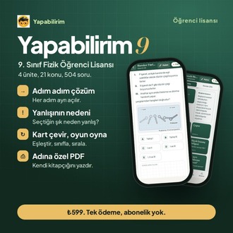 Yapabilirim 9 – 9. Sınıf Fizik Öğrenci Lisansı