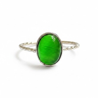 925 Ayar Kedi Gözü Taşlı Minimalist Ayarlanabilir Yüzük