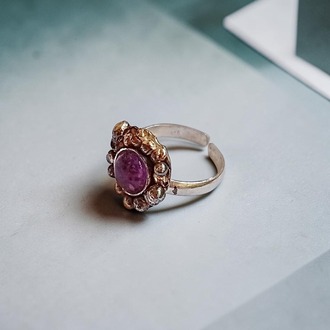 925 Ayar Gümüş El Yapımı Ametist Taşlı Vintage Tasarım Ayarlanabilir Yüzük