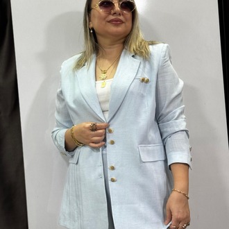 Keten Blazer Ceket Pantolon Takım