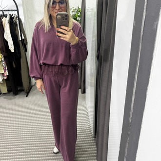 Güpür Detaylı Bordo İkili Takım