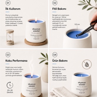 Okyanus Kokulu Mum, Modern Beton Mumluk, El Yapımı, Dogal Soya Mumu, 110gr