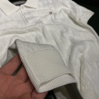 Tommy Hilfiger- Premium Beyaz Triko Polo Yaka