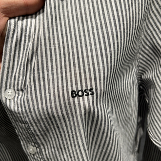 BOSS Premium Çizgili Keten Gömlek