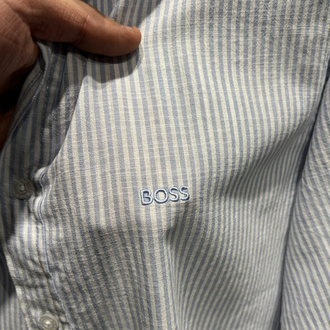 BOSS Premium Çizgili Keten Gömlek