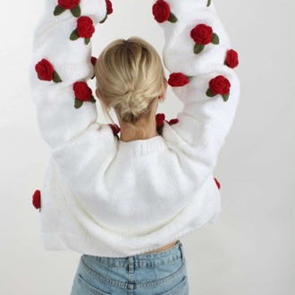 Güllü Hırka - Beyaz - Model Adı: Rose