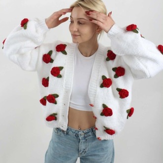 Güllü Hırka - Beyaz - Model Adı: Rose