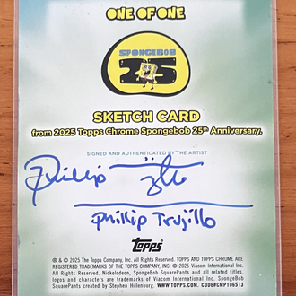 Sponge Bob - Topps Chrome - Plankton 1/1 imzalı sketch kart