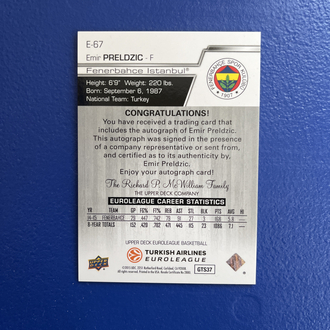 Emir Preldzic Fenerbahçe İmzalı kart