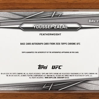 Youssef Zalal /50 imzalı Topps UFC kart