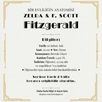 Bir Evliliğin Anatomisi: Zelda ve F. Scott Fitzgerald (Online Seminer)