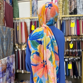 Pastel  Çiçek Desen Bambu Kraş Şal (17 RENK) 1088