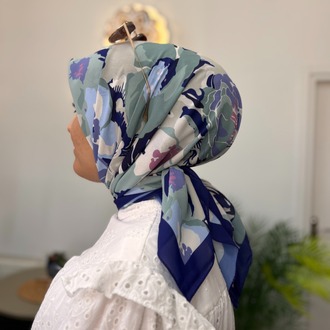 LEVİRDOR Pastel Çiçek Desen Violet Eşarp (12 RENK) 1066