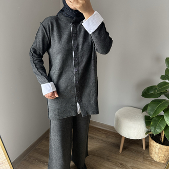 gri triko casual takım