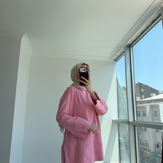 Yırtmaçlı sweat Pembe