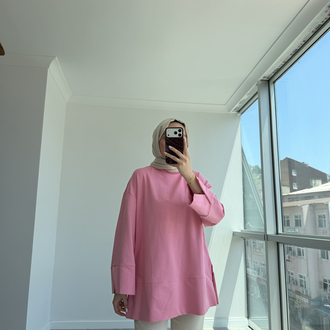 Yırtmaçlı sweat Pembe