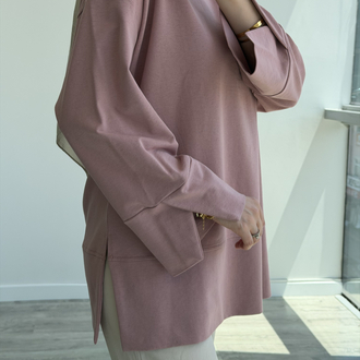 Yırtmaçlı sweat gül kurusu