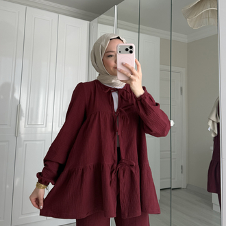 Müslin takım bordo