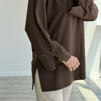 Yırtmaçlı sweat Kahve