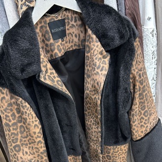 Leopar Kürklü Mont Redapple