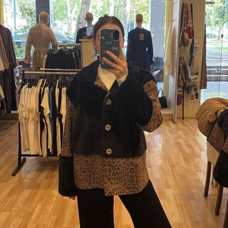 Leopar Kürklü Mont Redapple