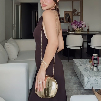 Jane - Zincir Askılı Asimetrik Metalik Damla Tasarım Çanta