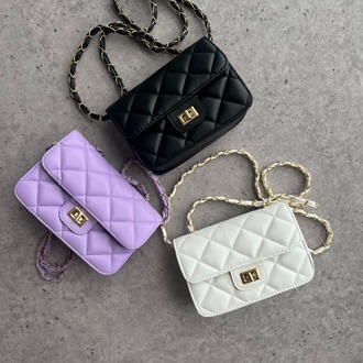Lilac Kapitone Kumaş El ve Omuz Çantası 