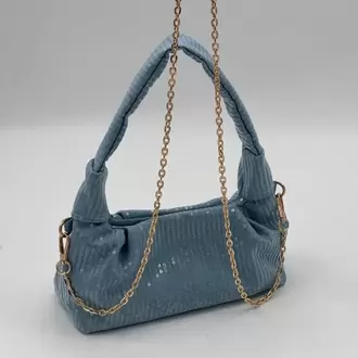 Blue Reverie Zincir Detaylı Kadın Mini Düğümlü El ve Omuz Çantası