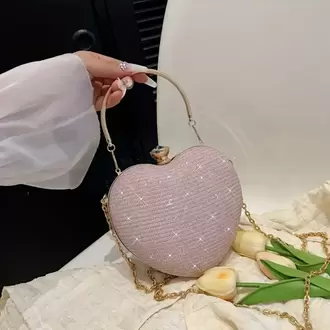 Coeur D'or Gold Altın Kalp Işıltılı Çanta