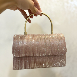Balerina Pink Gold Zincirli Abiye Tasarım Çanta