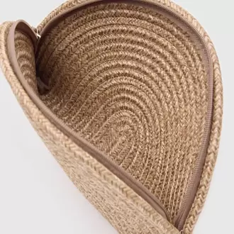 Hasır Clutch Çanta Vizon El Yapımı
