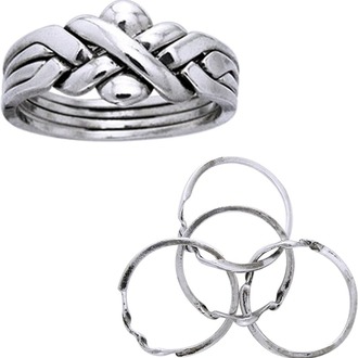 925k silver 4 band puzzle ring