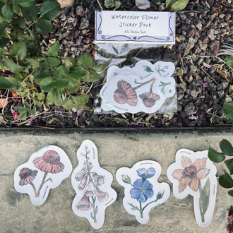 Watercolor Flower Sticker Pack - 4’lü Sticker Seti