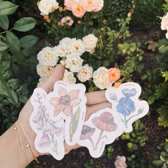 Watercolor Flower Sticker Pack - 4’lü Sticker Seti