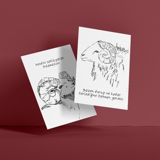 2'li Kartpostal Seti "Koç" – "Mürekkep" Serisi