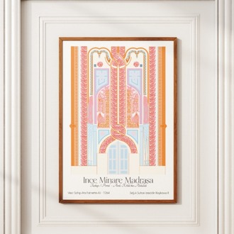 İnce Minare Medrese Taçkapı Poster -  "Motif" Serisi - Konya Temalı Mimari Poster