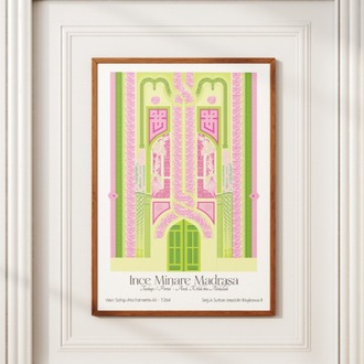 İnce Minare Medrese Taçkapı Poster -  "Motif" Serisi - Konya Temalı Mimari Poster