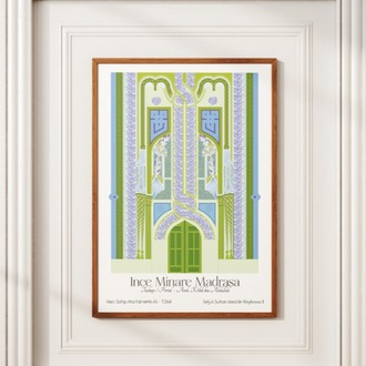 İnce Minare Medrese Taçkapı Poster -  "Motif" Serisi - Konya Temalı Mimari Poster