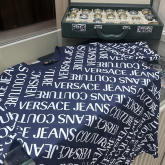 Versace Baskılı Lacivert T-Shirt