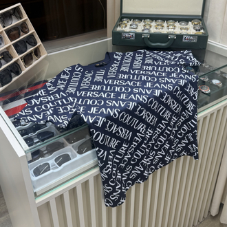 Versace Baskılı Lacivert T-Shirt